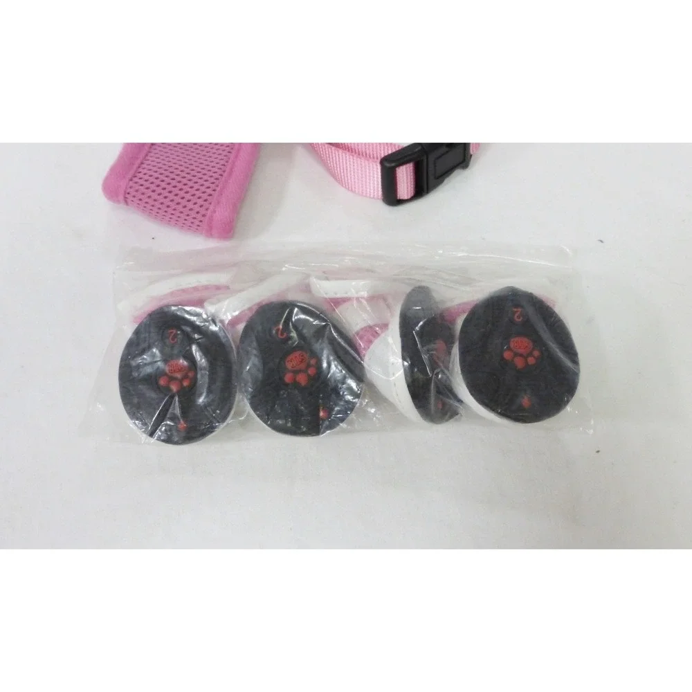 Small dog harness soft mesh M set of 4 pink and white size‎ 2 shoe
